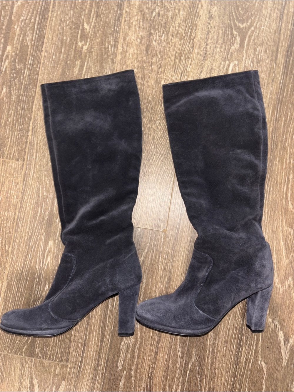 Boden Grey Suede Knee-High Block Heel Boots size 37